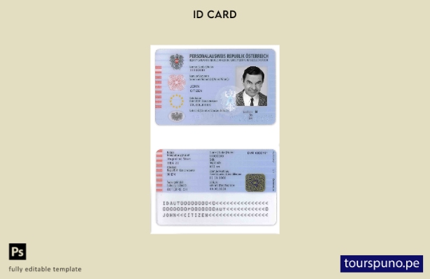 Plantilla de identificación de Austria lista para imprimir
